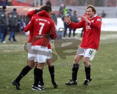 3.Liga - FC Ingolstadt 04 - Erzgebirge Aue - 5:1 - Tor Stefan Leitl, Tobias Fink und Ersin Demir jubeln