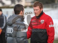 3.Liga - FC Ingolstadt 04 - Holstein Kiel - 1:0 - Trainer Michael Wiesinger und Andreas Zecke Neuendorf nach dem Spiel