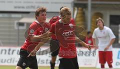 3.Liga - FC Ingolstadt 04 - RWE Erfurt - 5:0 - Moritz Hartmann jubelt zum 1:0 mit Andreas Buchner