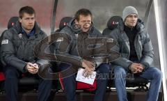 Testspiel - FC Ingolstadt 04 - 1. FC Nürnberg 3:0 - Trainerbank Stefan Schaidnagel, Brano Arsenovic und Trainer Michael Wiesinger