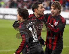 2.Liga - FC Ingolstadt 04 - 1860 München - Tor durch Andreas Buchner, Jubel mit Fabian Gerber und Stefan Leitl