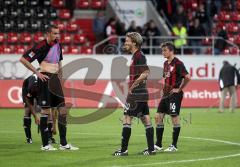 2.Liga - FC Ingolstadt 04 - Oberhausen 1:2 - ratlos nach dem Spiel von links Malte Metzelder, Fabian Gerber und Andreas Buchner