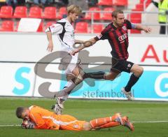 2.Liga - FC Ingolstadt 04 - FSV Frankfurt 0:1 - Moritz Hartmann scheitert an Patric Klandt