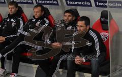 2.Liga - FC Ingolstadt 04 - Karlsruher SC 1:1 - Trainerbank von rechts Michael Wiesinger Uwe Wolf Brano Arsenovic und Stefan Schaidnagel