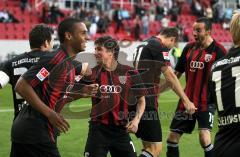 2.Liga - FC Ingolstadt 04 - Fortuna Düsseldorf 3:0 - Tor 2:0 Sebastian Hofmann, Jubel Buchner Matip Metzelder