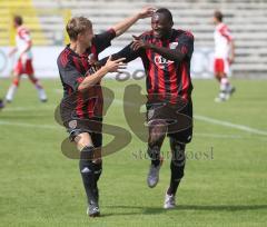 Bayernliga - FC Ingolstadt 04 II - TSV Aindling - Serge Yohouha mit dem 2:0 Jubel Tor mit Stanislav Herzel