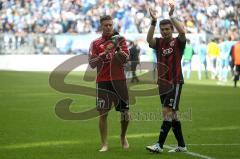 2.BL - 1860 München - FC Ingolstadt 04 - 4:1 - Manuel Schäffler und Andreas Görlitz bedanken sich bei den Fans, Niederlage