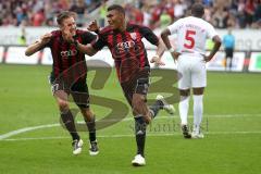 2.BL - FC Ingolstadt 04 - FC Energie Cottbus - 1:0 - Collin Quaner zieht ab und erzielt das 1:0 und damit den Siegtreffer Tor, Manuel Schäffler rennt ihm nach Jubel