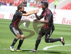 2.Liga - FC Ingolstadt 04 - FSV Frankfurt 1:1 - Kopfballtor durch Edson Buddle, Jubel Andreas Buchner