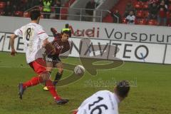 2.BL - FC Ingolstadt 04 - Union Berlin - 3:3 - Andreas Buchner erzielt das 3:2, Markus Karl kommt nicht hin Tor