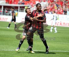 2.Liga - FC Ingolstadt 04 - FSV Frankfurt 1:1 - Kopfballtor durch Edson Buddle, Jubel Andreas Buchner