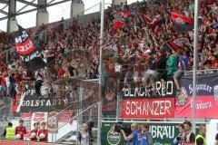 2.BL - FC Ingolstadt 04 - FC Energie Cottbus - 1:0 - Sieg Jubel Fans Fahnen