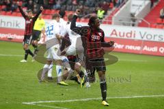 2.BL - FC Ingolstadt 04 - Karlsruher SC 2:1 - Marino Biliskov köpft zum Siegtreffer 2:1 Tor Jubel, Caiuby