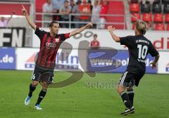 2.Liga - FC Ingolstadt 04 - FC Hansa Rostock 3:1 - Stefan Leitl trifft auch den 2. Elfmeter Tor Jubel mit Fabian Gerber