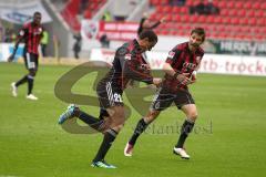 2.BL - FC Ingolstadt 04 - Karlsruher SC 2:1 - Ahemd Akaichi zieht zum 1:0 ab, Tor Jubel Stefan Leitl