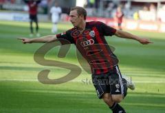 2.Liga - FC Ingolstadt 04 - FC Hansa Rostock 3:1 - Moritz Hartmann zieht ab und erzielt das 1:0 Tor Jubel