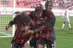 2.BL - FC Ingolstadt 04 - SC Paderborn - Kopfball Tor durch Jose-Alex Ikeng Jubel mit Andreas Görlitz und Caiuby