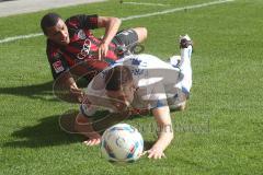 2.BL - FC Ingolstadt 04 - SC Paderborn - Ahmed Akaichi am Boden mit Christian Strohdiek