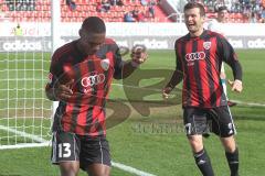 2.BL - FC Ingolstadt 04 - SC Paderborn - Kopfball Tor durch Jose-Alex Ikeng Jubel mit Andreas Görlitz