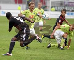 2.Liga - FC Ingolstadt 04 - Erzgebirge Aue - 0:0 - Tumult vor dem Aue Tor. Andreas Buchner und Edson Buddle kommen nicht durch