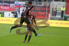 2.BL - FC Ingolstadt 04 - Karlsruher SC 2:1 - Ahemd Akaichi zieht zum 1:0 ab, Tor Jubel Stefan Leitl