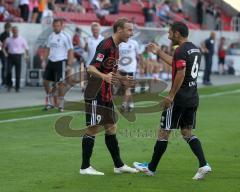 2.Liga - FC Ingolstadt 04 - FC Hansa Rostock 3:1 - Moritz Hartmann trifft zum 1:0 Tor Jubel mit Stefan Leitl