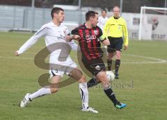 FC Ingolstadt 04 II - SG Sonnenhof Großaspach - links Robin Schuster im Zweikampf mit rechts Karl-Heinz Lappe