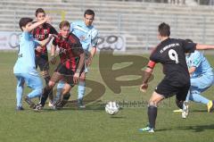 Regionalliga Süd - FC Ingolstadt 04 II - 1860 München II - Drängelei vor dem Münchener Tor Stefan Müller und Manuel Schäffler und rechts kommt Karl-Heinz Lappe zu Hilfe