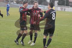 Regionalliga Sd - FC Ingolstadt 04 II - FC Bayern Alzenau - Tor Jubel links Thomas Berger trifft zum 1:0. mitte Stanislaus Herzel und rechts Vorbereiter Stefan Müller