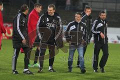 2. BL - Jahn Regensburg - FC Ingolstadt 04 1:2 - Freude nach dem Spiel, Sieg, Michael Henke und Cheftrainer Tomas Oral gut gelaunt