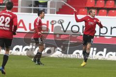 2. BL - FC Ingolstadt 04 - SG Dynamo Dresden 1:1 - Torjubel Moritz Hartmann (9) (1. Saisontreffer), links jubelt Andreas Schäfer (3)