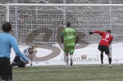 Trainingsspiel - FC Ingolstadt 04 - Kickers Offenbach - 3:3 - der Ball ist umstritten hinter der Linie, Tor für Ingolstadt, rechts Moritz Hartmann (9), Torwat Daniel Endres am Boden