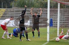 Regionalliga Süd - FC Ingolstadt 04 II - FC Augsburg - 1:0 für den FCI, Torwart Christian Krieglmeier chancenlos, Karl-Heinz Lappe und links Stefan Müller jubeln