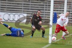 Regionalliga Süd - FC Ingolstadt 04 II - FC Augsburg - 1:0 für den FCI, Torwart Christian Krieglmeier chancenlos, Karl-Heinz Lappe jubelt