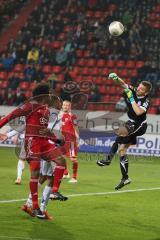 2. BL - Saison 2013/2014 - FC Ingolstadt 04 - FSV Frankfurt - 0:1 - links Caiuby Francisco da Silva (31) und rechts rettet Torwart FSV Patric Klandt