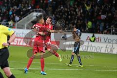 2. BL 2014 - FC Ingolstadt 04 - 1860 München - 2:0 - gerade eingewechselt Collin Quaner (11) und erzielt das 2:0 für Ingolstadt Tor Jubel Karl-Heinz Lappe (25)