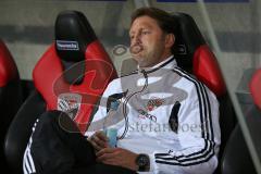 2. BL - FC Ingolstadt 04 - VfR Aalen 2:0 - Cheftrainer Ralph Hasenhüttl nachdenklich allein auf der Bank nach dem Spiel