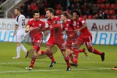 2. BL - FC Ingolstadt 04 - VfR Aalen 2:0 - Christian Eigler (18) Tor Jubel mit Alfredo Morales (6) und Caiuby Francisco da Silva (31) und Pascal Groß (20)