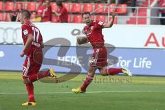 2. BL - FC Ingolstadt 04 - Erzgebirge Aue - 1:2 -  Karl-Heinz Lappe (25) trifft zum 1:2 Anschluß Tor Jubel mit Manuel Schäffler (17)