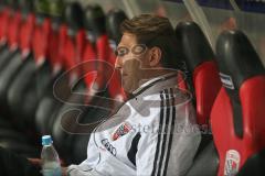 2. BL - FC Ingolstadt 04 - VfR Aalen 2:0 - Cheftrainer Ralph Hasenhüttl nachdenklich allein auf der Bank nach dem Spiel
