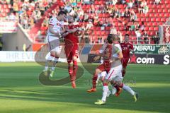 2. BL - FC Ingolstadt 04 - 1. FC Köln - 2014 - Kopfballduell - rechts Philipp Hofmann (28) und links Miso Brecko