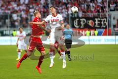 2. BL - FC Ingolstadt 04 - 1. FC Köln - 2014 - Kopfballduell links Philipp Hofmann (28) und rechts Jonas Hector