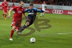 2. BL - FC Ingolstadt 04 - VfR Aalen 2:0 - Moritz Hartmann (9) im Kampf um den Ball mit Torwart Jasmin Fejzic