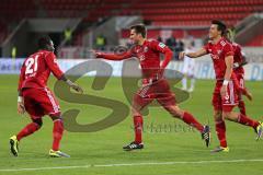 2. BL - FC Ingolstadt 04 - VfR Aalen 2:0 - Christian Eigler (18) Tor Jubel mit Alfredo Morales (6) und Danny da Costa (21)