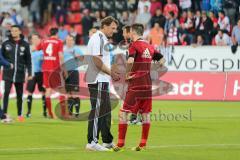 2. BL - FC Ingolstadt 04 - 1. FC Köln - 2014 - Spiel ist aus, Unentschieden 1:1, Cheftrainer Ralph Hasenhüttl redet mit Pascal Groß (20)