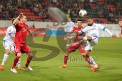 2. BL - Saison 2013/2014 - FC Ingolstadt 04 - FSV Frankfurt - 0:1 - mitte Alfredo Morales (6) zieht ab, wird aber von 17 FSV Joan Oumari gestört, links Moritz Hartmann (9)