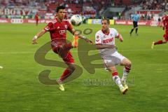 2. BL - FC Ingolstadt 04 - 1. FC Köln - 2014 - Alfredo Morales (6) am Tor und rechts Matthias Lehmann