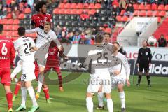 2. BL - FC Ingolstadt 04 - SV Sandhausen - Saison 2013/2014 - oben Caiuby Francisco da Silva (31) köpft zum Tor und stützt auf Nicky Adler