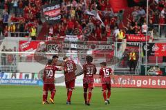 2. BL - FC Ingolstadt 04 - DSC Armenia Bielefeld - 3:2 - Tor zum Ausgleich 1:1, Jubel mit Philipp Hofmann (28), Fans