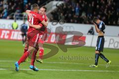 2. BL 2014 - FC Ingolstadt 04 - 1860 München - 2:0 - gerade eingewechselt Collin Quaner (11) und erzielt das 2:0 für Ingolstadt Tor Jubel Karl-Heinz Lappe (25)
